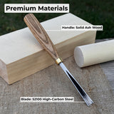 V-Parting Chisel with 60 degree 8 mm blade and wooden handle by Sharky Forged Steel Tools