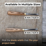 V-Parting Chisel with 60 degree 8 mm blade and wooden handle by Sharky Forged Steel Tools