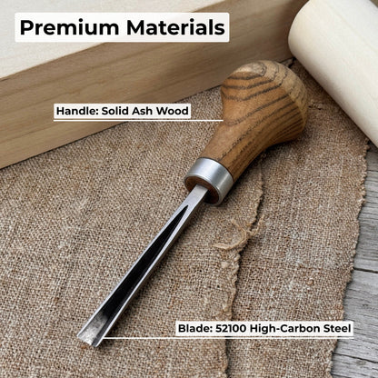 V-Parting Chisel 60 Degree with Palm Handle, 6 mm blade by Sharky Forged Steel Tools