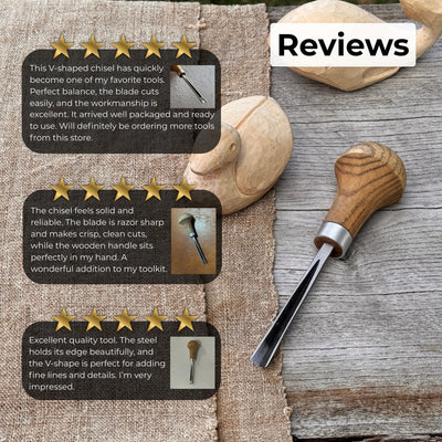 V-Parting Chisel 60 Degree with Palm Handle, 6 mm blade by Sharky Forged Steel Tools