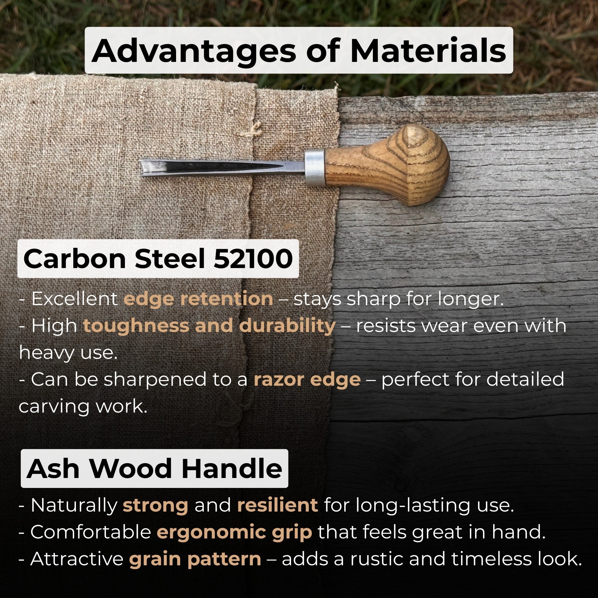V-Parting Chisel 60 Degree with Palm Handle, 6 mm blade by Sharky Forged Steel Tools