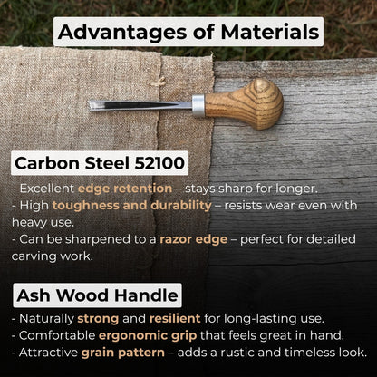 V-Parting Chisel 60 Degree with Palm Handle, 6 mm blade by Sharky Forged Steel Tools