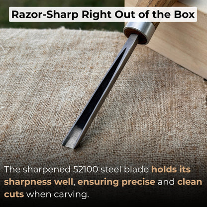 V-Parting Chisel 60 Degree with Palm Handle, 6 mm blade by Sharky Forged Steel Tools