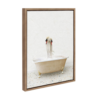 Sylvie Swans Hugging in Terrazzo Bath framed canvas art by Amy Peterson Art Studio, gold frame