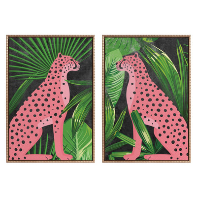 Sylvie Beaded NC Cheetah Jungle Two-Piece Framed Canvas Art Set showing jungle cheetah artwork