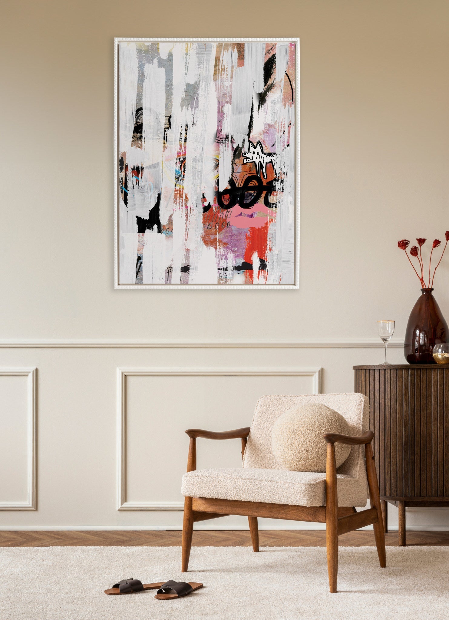 Sylvie Beaded Street Art Framed Canvas by Nikki Chu