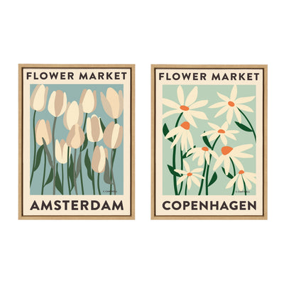 Sylvie Flower Market 3 and 4 Framed Canvas Art Set by Carrie Cantwell