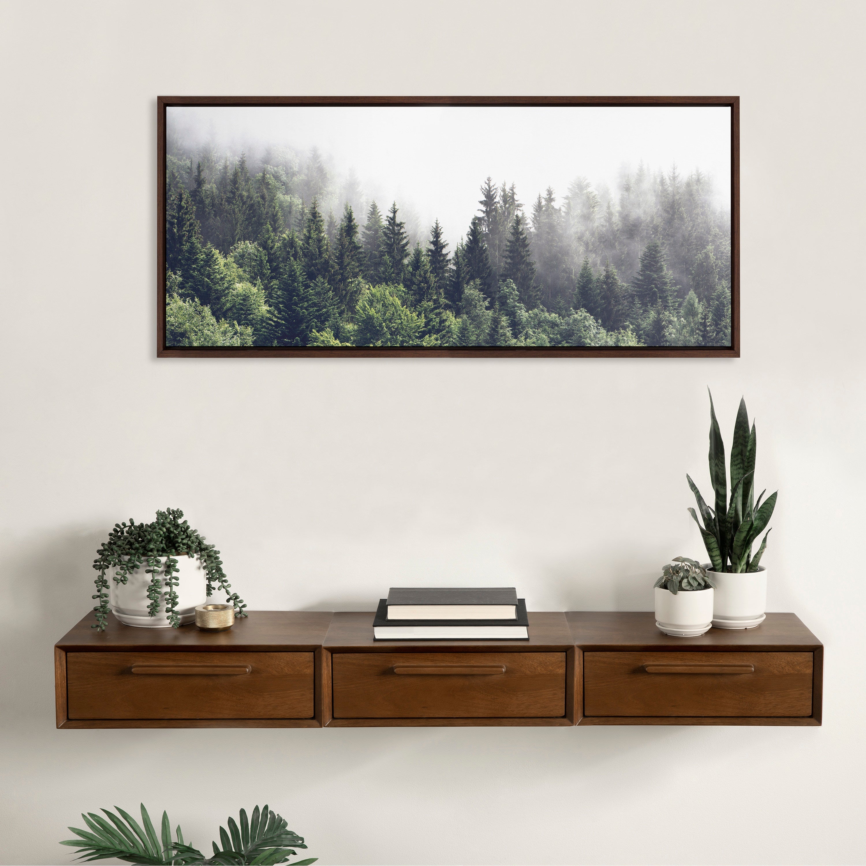 Sylvie Lush Green Forest On A Foggy Day Framed Canvas by kateandlaurel - product image 17 for Resin Society