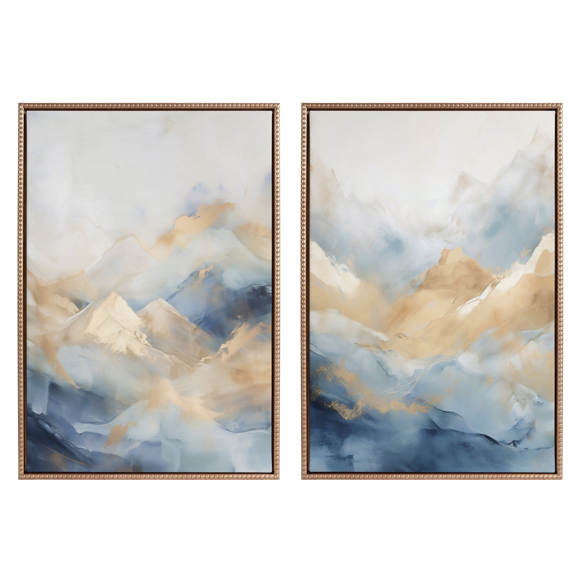 Sylvie Beaded Blue Mountains I and II Framed Canvas Art Set by Amy Lighthall