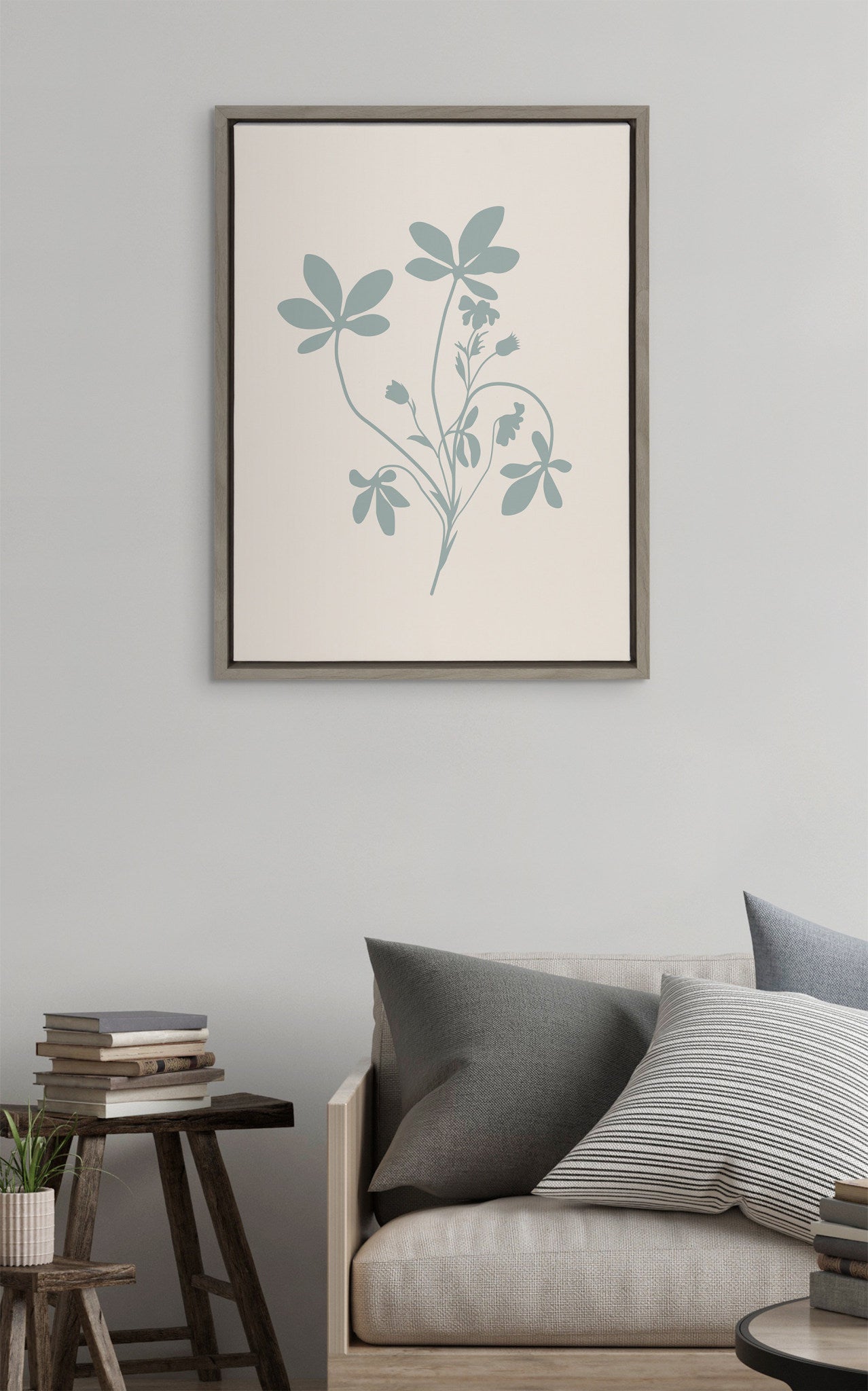 Sylvie Soft and Simple Feminine Blue Botanical Framed Canvas by kateandlaurel - product image 5 for Resin Society