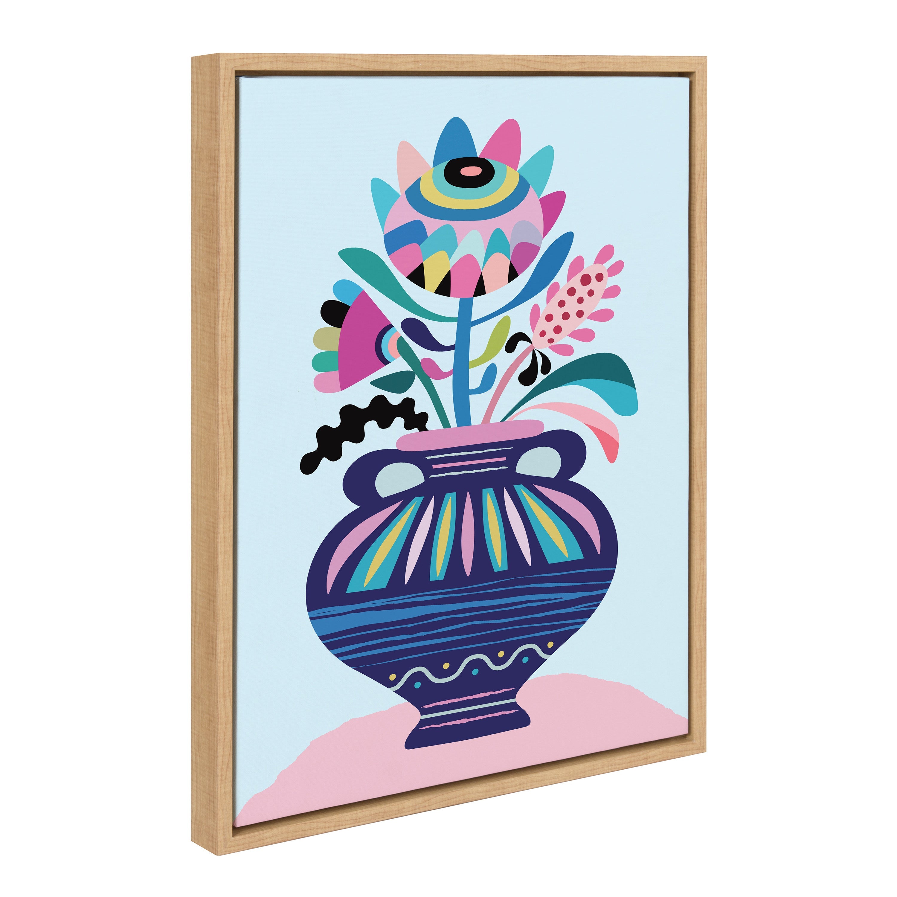 Sylvie Mid Century Modern Whimsical Floral Framed Canvas by kateandlaurel - product image 16 for Resin Society