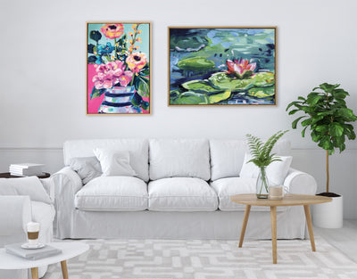 Sylvie Lily Pad By The Shore Framed Canvas by Rachel Christopoulos by kateandlaurel - product image 6 for Resin Society