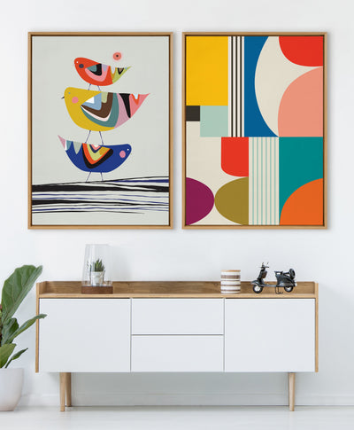 Sylvie Mid Century Modern Pattern Framed Canvas by kateandlaurel - product image 5 for Resin Society