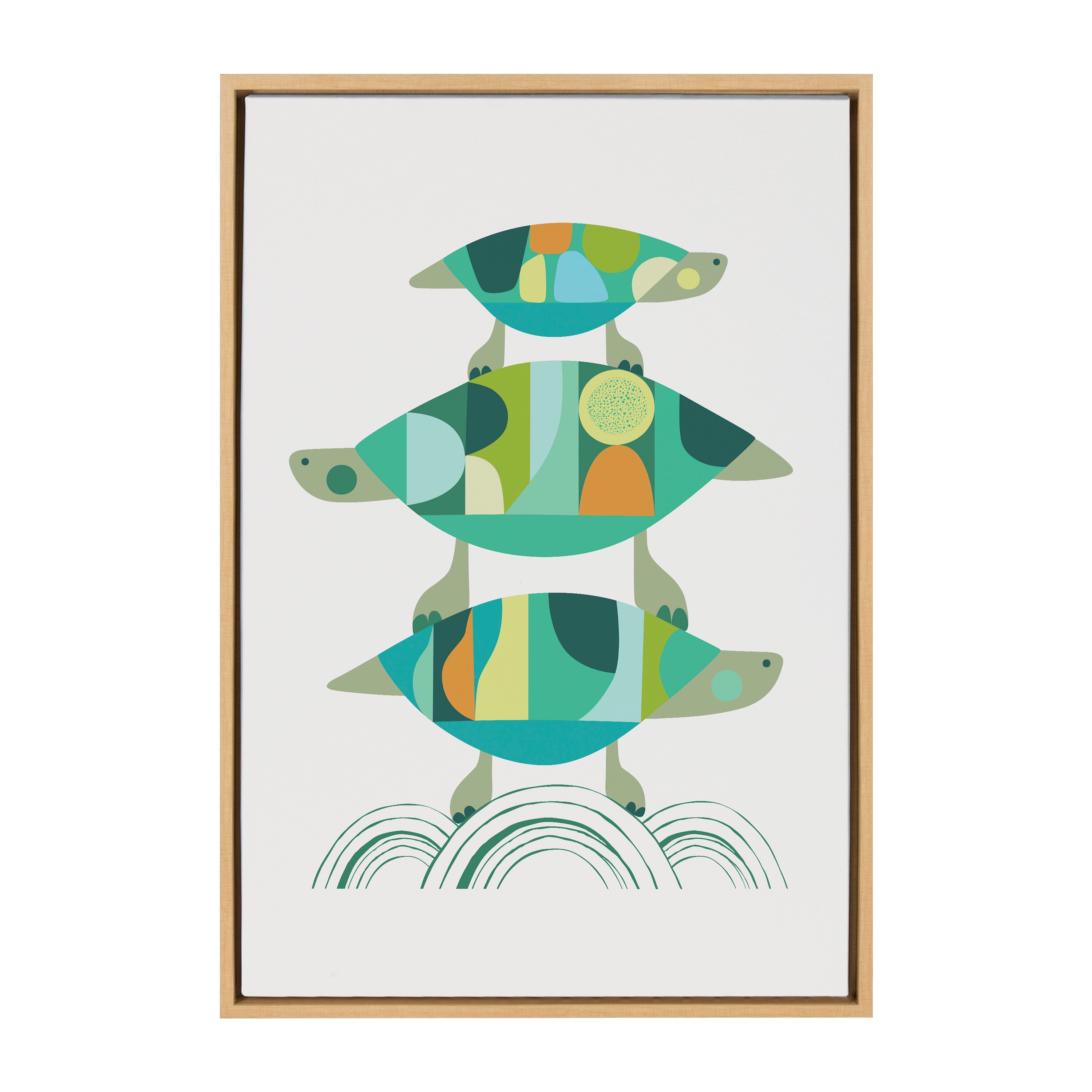 Sylvie Turtle Family Framed Canvas by Rachel Lee of My Dream Wall