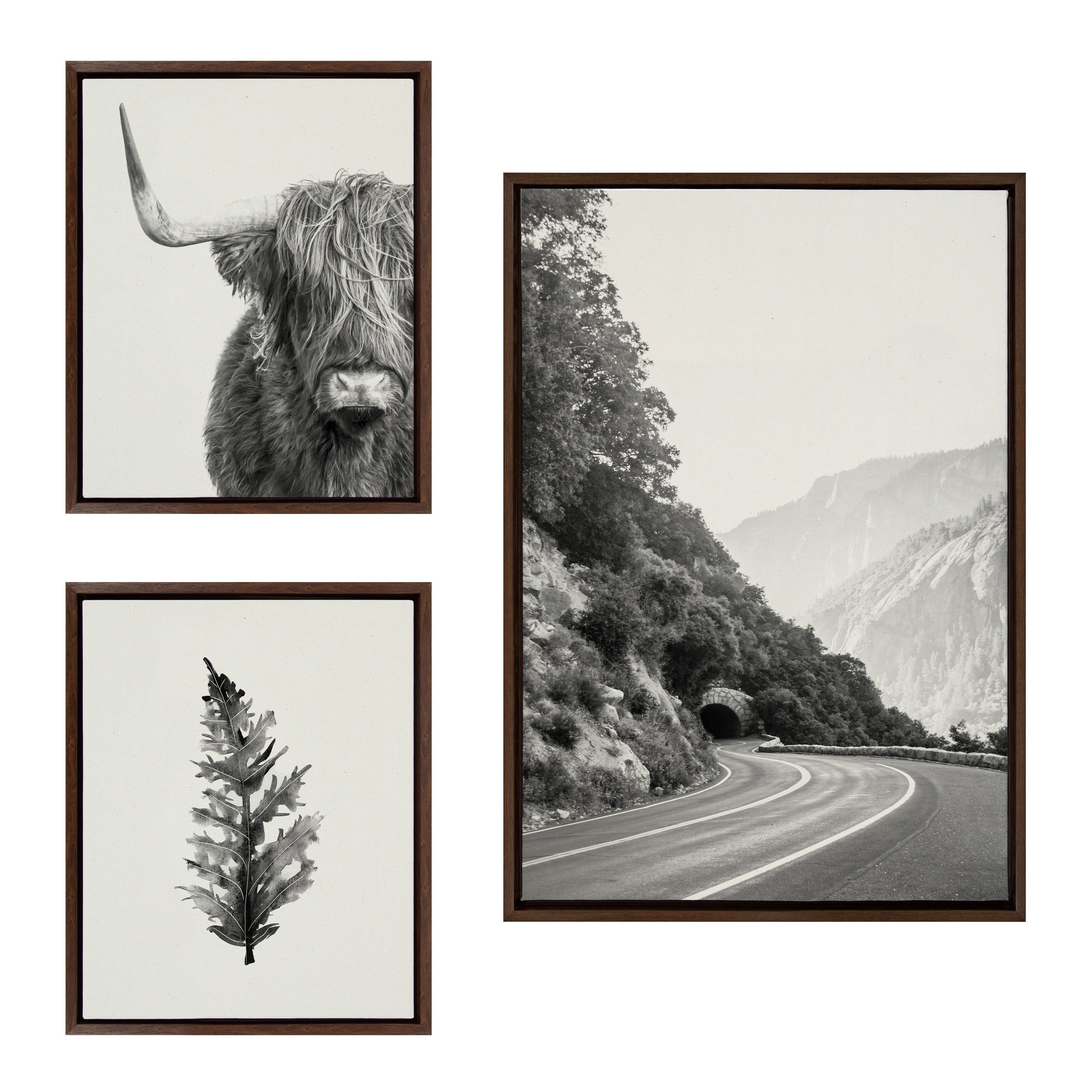 Sylvie Highland Cow and Vintage Botanical Framed Canvas Set by Various by kateandlaurel - product image 9 for Resin Society