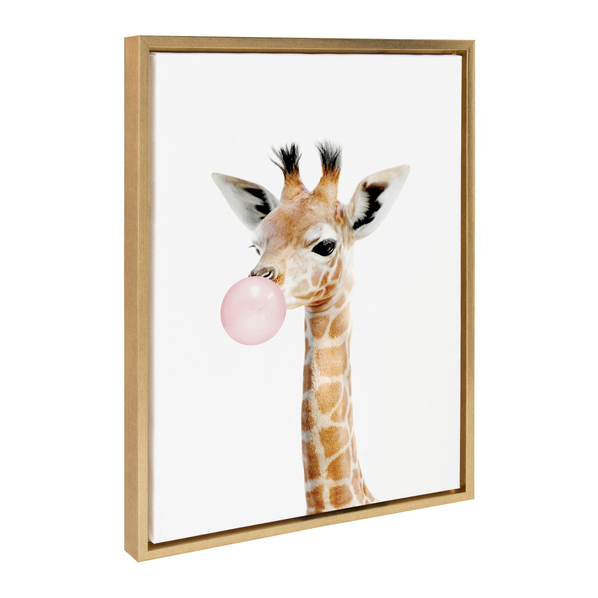 Sylvie Bubble Gum Giraffe Framed Canvas by Amy Peterson Art Studio by kateandlaurel - main product image for Resin Society