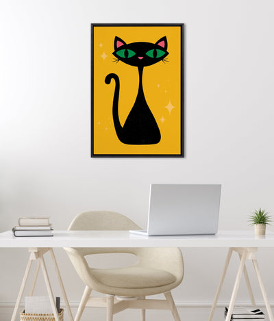 Sylvie Retro Cat Framed Canvas by Carrie Cantwell