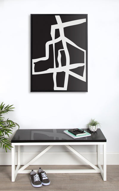Sylvie Bold Sophisticated Abstract White Stroke Framed Canvas by kateandlaurel - product image 4 for Resin Society