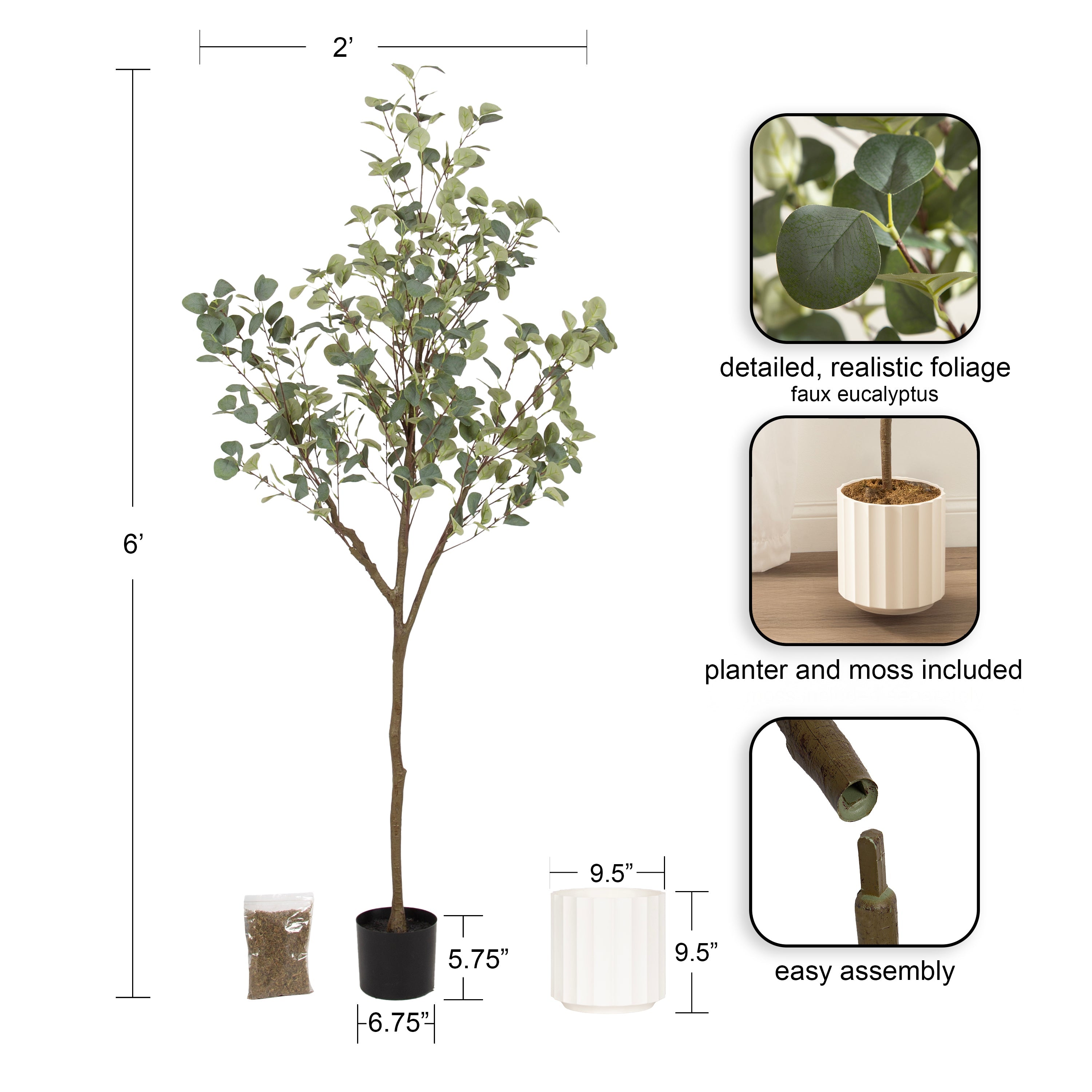 Eudora Faux Eucalyptus Tree - Kate and Laurel