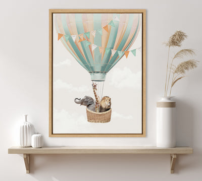 Sylvie Hot Air Balloon Travel Framed Canvas by July Art Prints