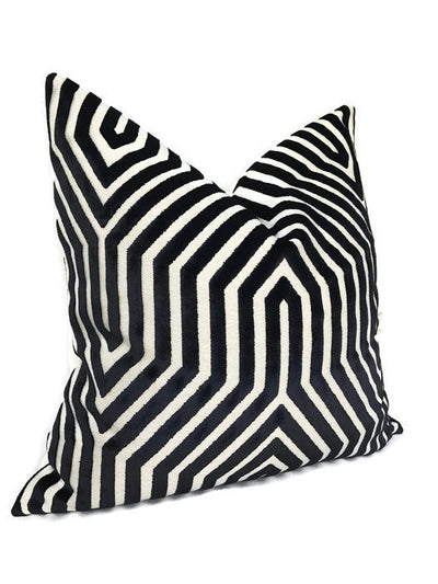 Vanderbilt Pillow Cover in Noir Black, Schumacher Textiles
