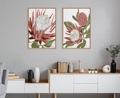 Sylvie Beaded King Protea and King Protea 2 Framed Canvas Art Set by Mackenzie Nelson