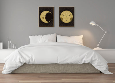 Sylvie Moon Print and Sun Print Framed Canvas Set by kateandlaurel - product image 5 for Resin Society