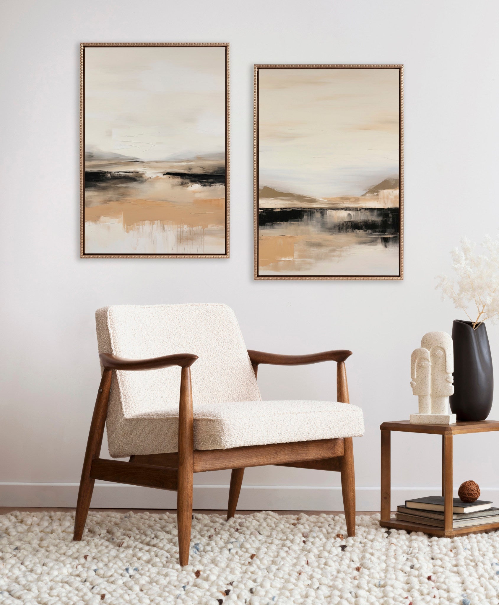 Sylvie Beaded Peaceful Landscape I and II Framed Canvas Art Set by Amy Lighthall