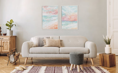Sylvie Beaded All is Calm and Sky and Sea Framed Canvas Art Set by Julie Maida