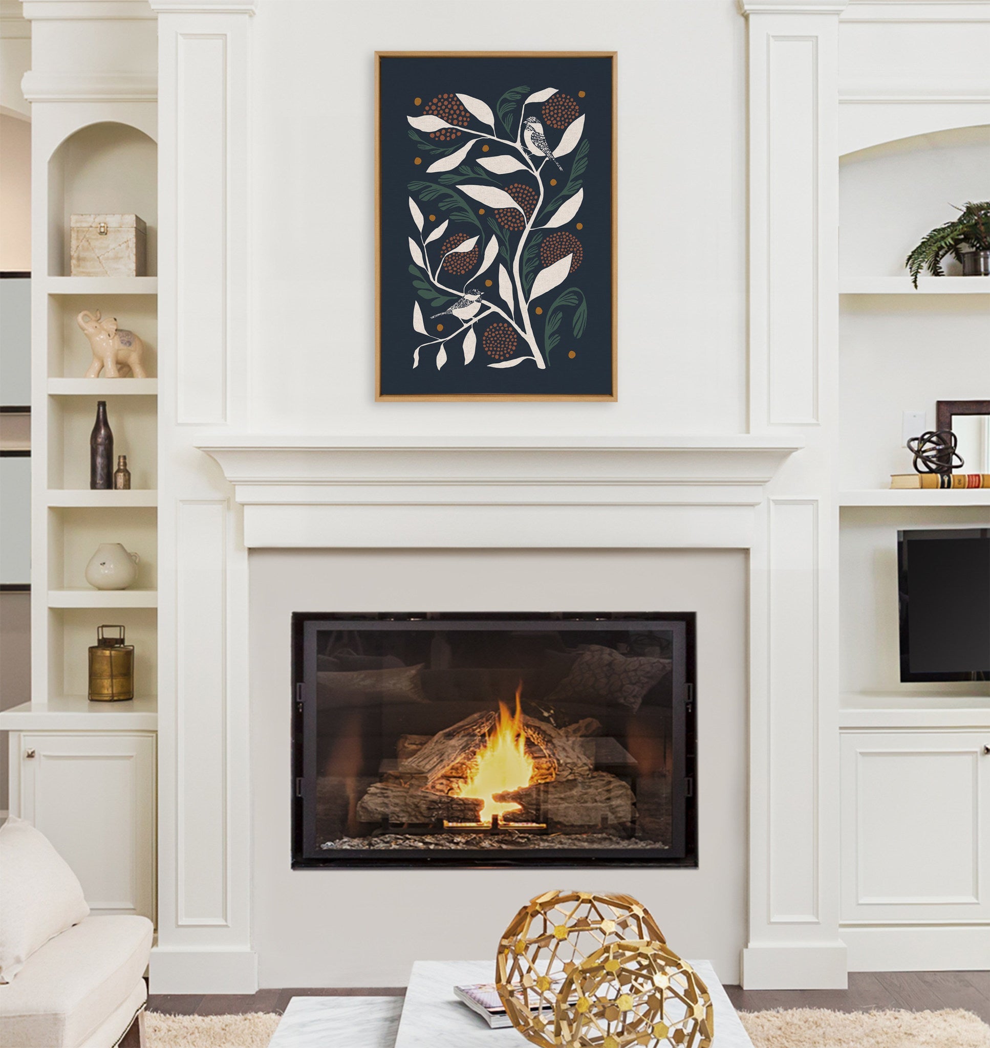 Sylvie HB Duo Bird Branch Framed Canvas by Hannah Beisang