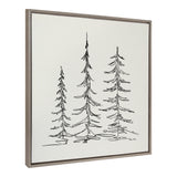 Sylvie Minimalist Evergreen Trees Sketch Framed Canvas