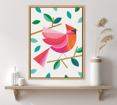 Sylvie Cardinal Bird Framed Canvas by Carey Copeland