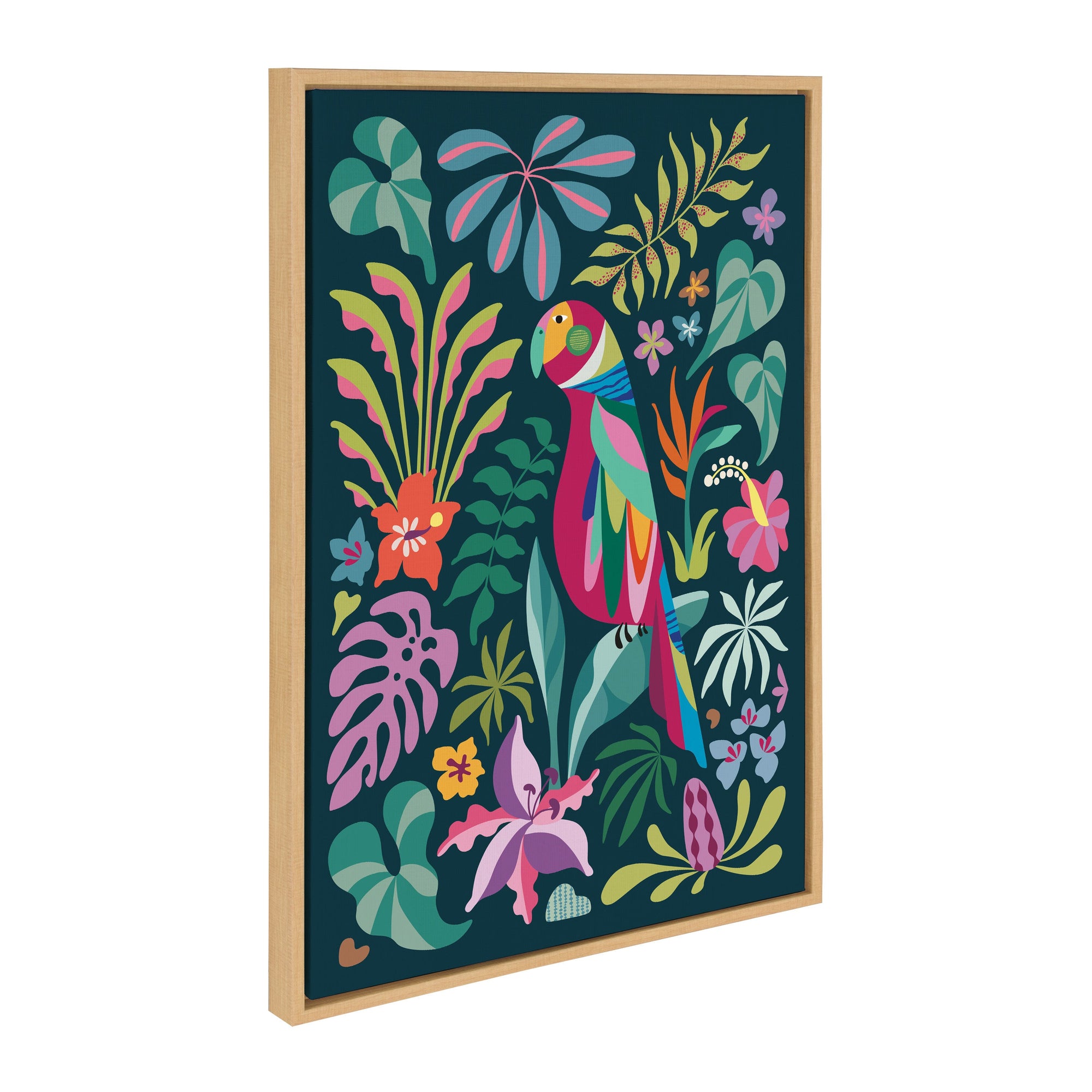Sylvie Tropical Parrot Framed Canvas by Rachel Lee