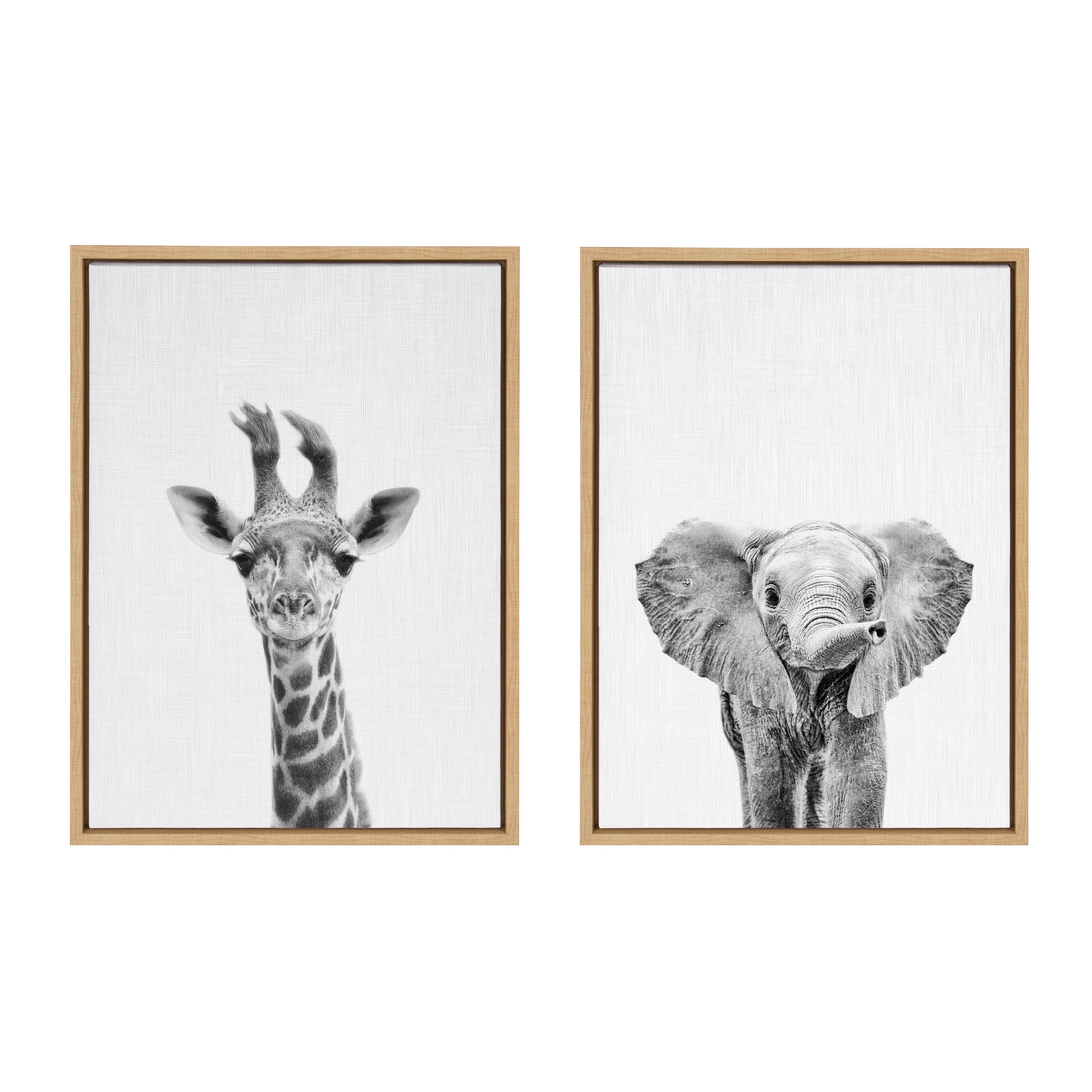 Sylvie Baby Giraffe and Elephant Framed Canvas Art Set by Simon Te of by kateandlaurel - product image 9 for Resin Society