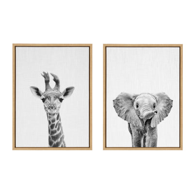 Sylvie Baby Giraffe and Elephant Framed Canvas Art Set by Simon Te of by kateandlaurel - product image 9 for Resin Society