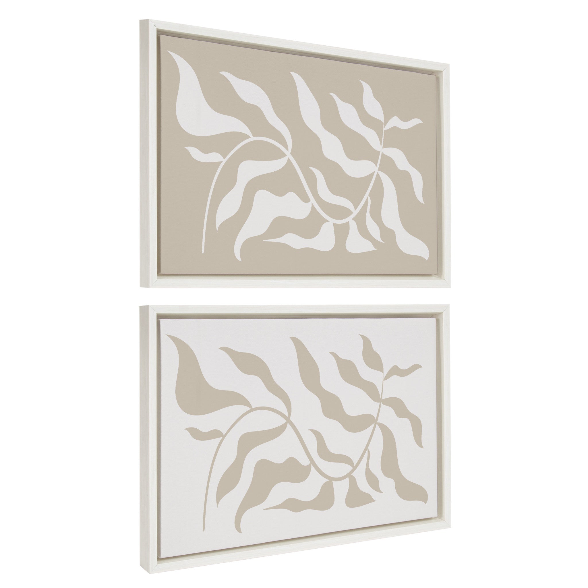 Sylvie Modern Matisse Inspired Botanical White on Beige and Beige on by kateandlaurel - main product image for Resin Society