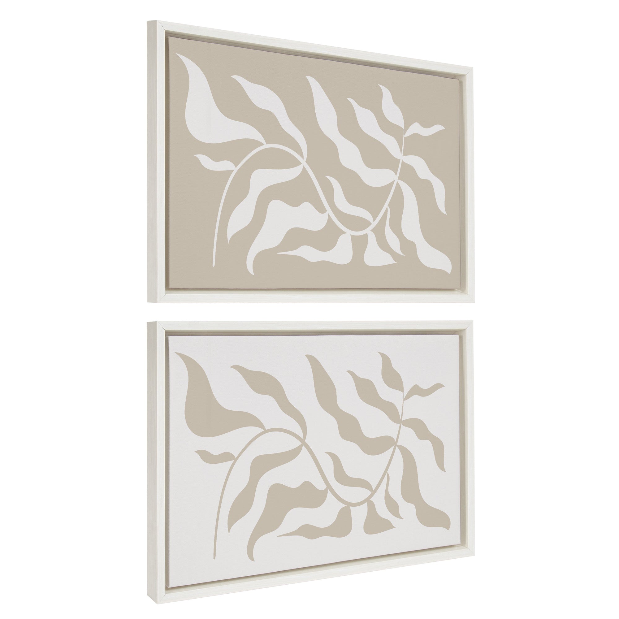 Sylvie Modern Matisse Inspired Botanical White on Beige and Beige on by kateandlaurel - product image 7 for Resin Society