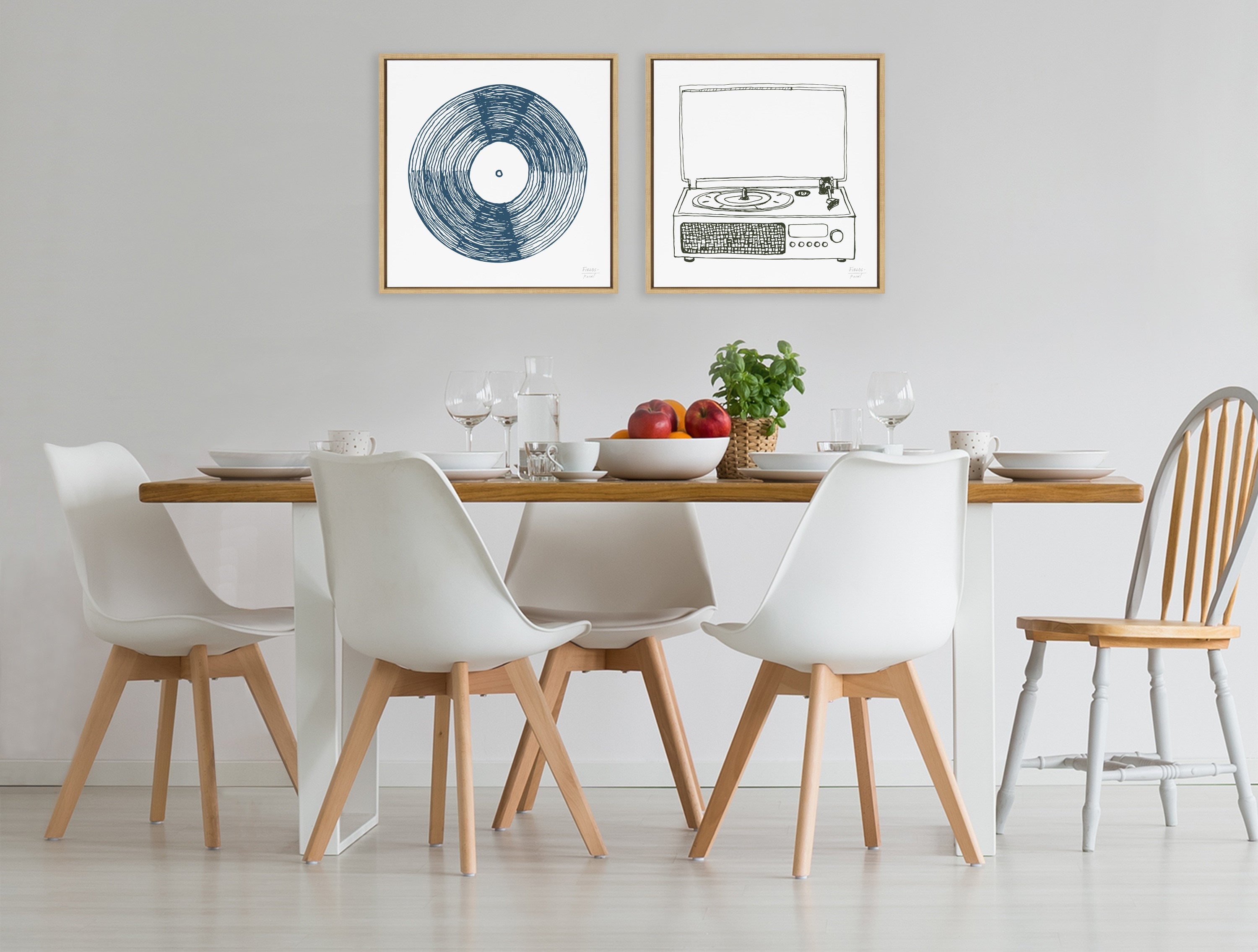 Sylvie Record Blue Framed Canvas by kateandlaurel - product image 18 for Resin Society