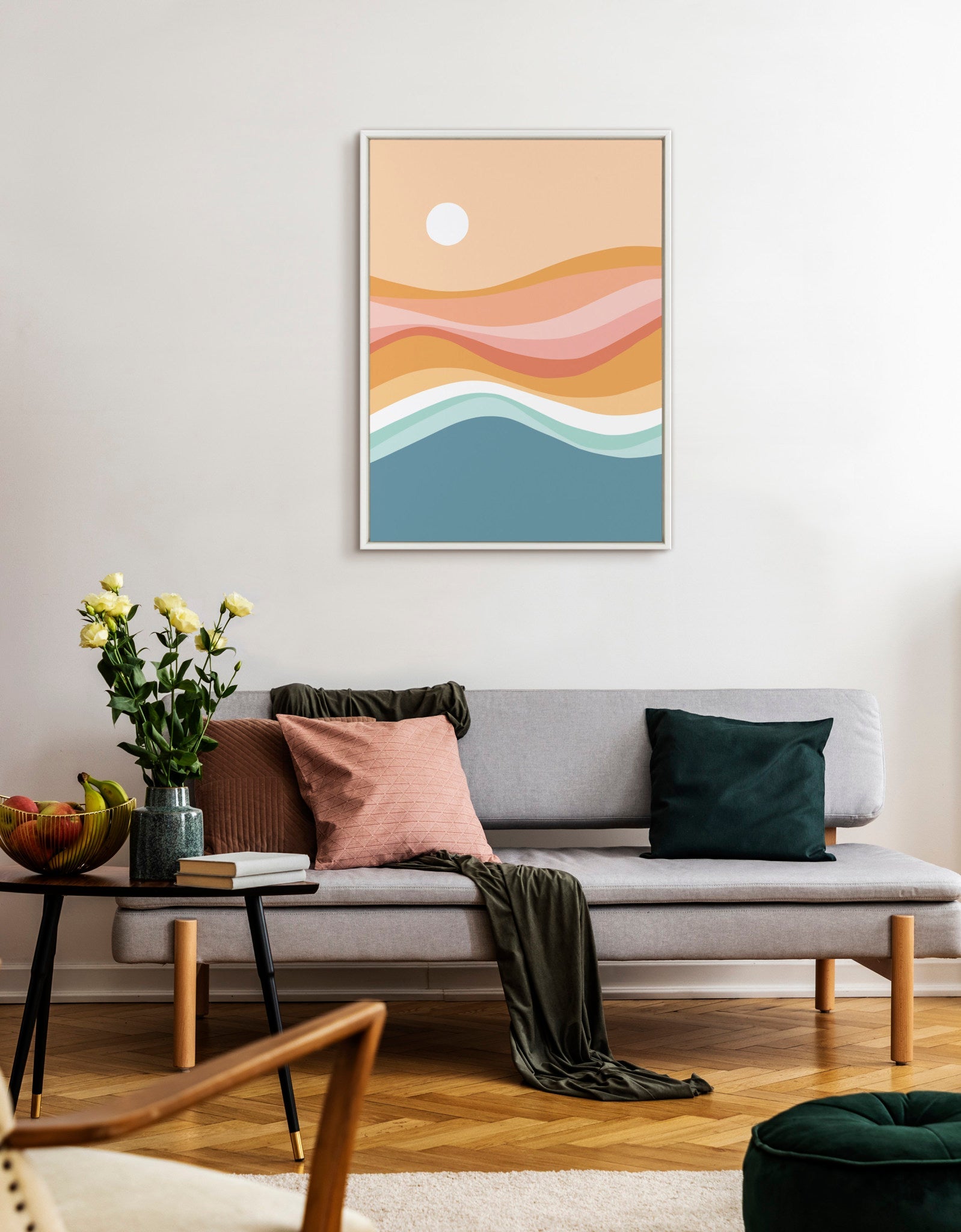 Sylvie Rainbow Waves Seascape Framed Canvas by kateandlaurel - product image 7 for Resin Society
