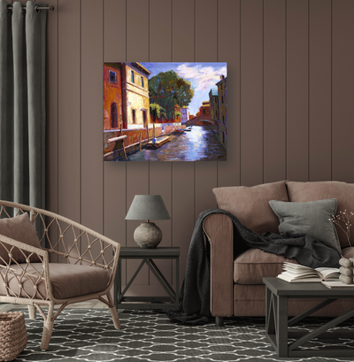 Venice Canal Artist Enhanced Canvas Print