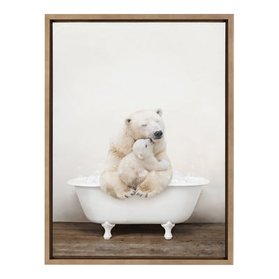 Sylvie Mother and Baby Polar Bear in Rustic Bath Framed Canvas by kateandlaurel - product image 8 for Resin Society