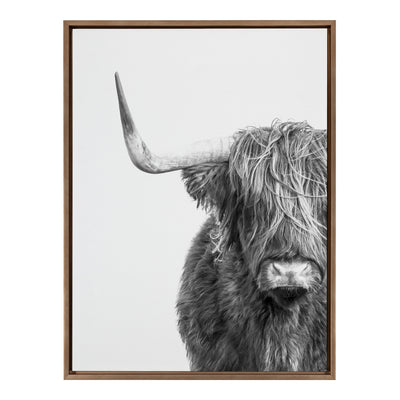 Sylvie B&W Highland Cow No. 1 Framed Canvas by Amy Peterson Art Studio