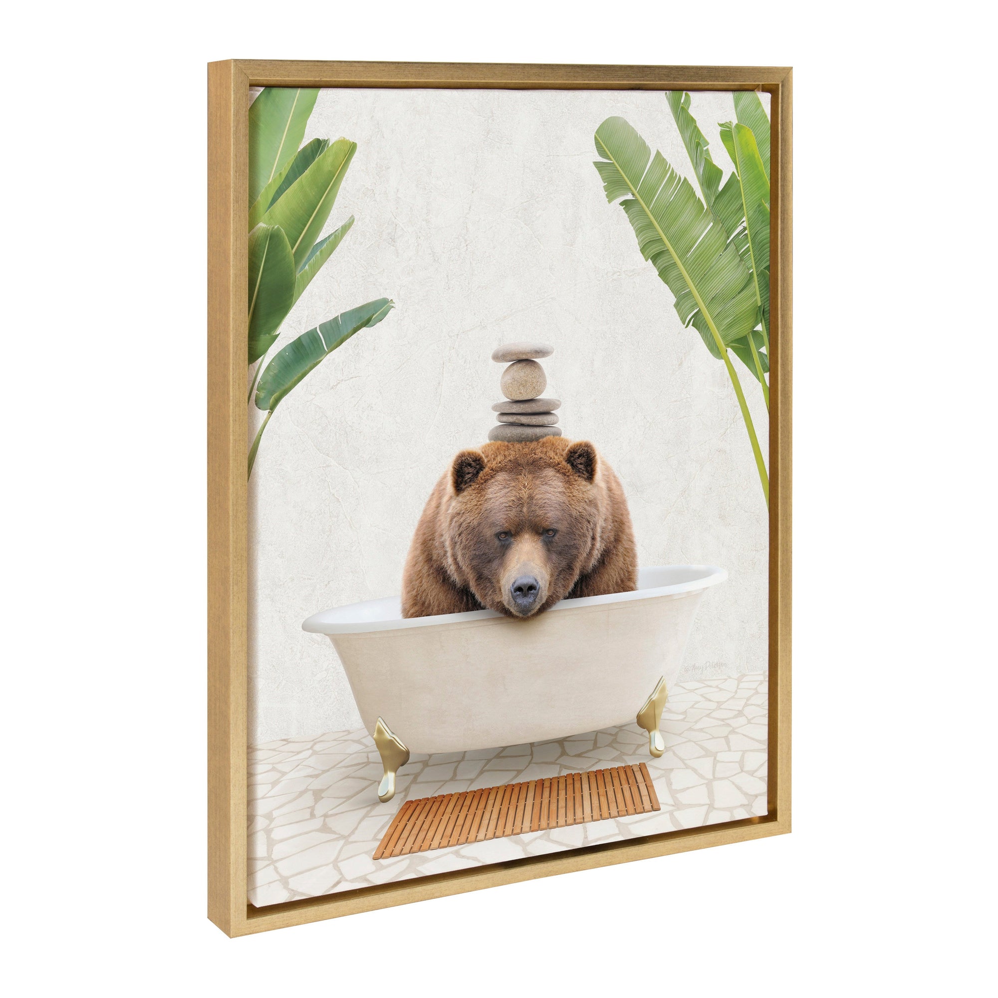 Sylvie Big Bear Bali Bath Framed Canvas by kateandlaurel - main product image for Resin Society