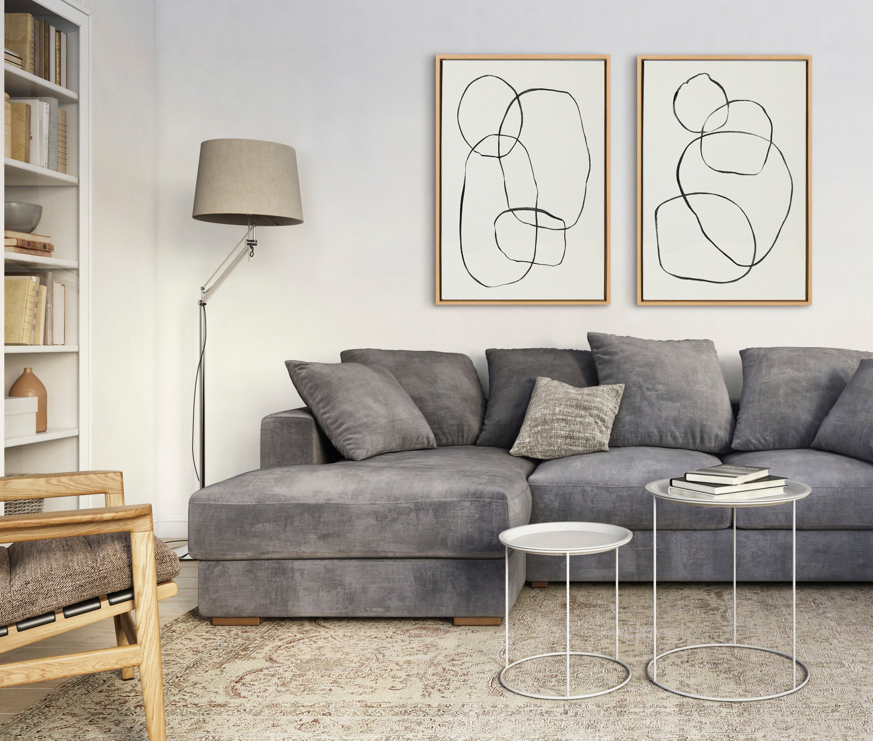 Sylvie Going in Circles Framed Textured Canvas Set