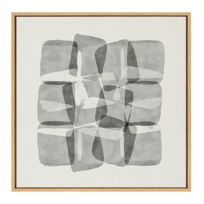 Sylvie Neutral Mod Abstraction Black and White Framed Canvas by kateandlaurel - main product image for Resin Society