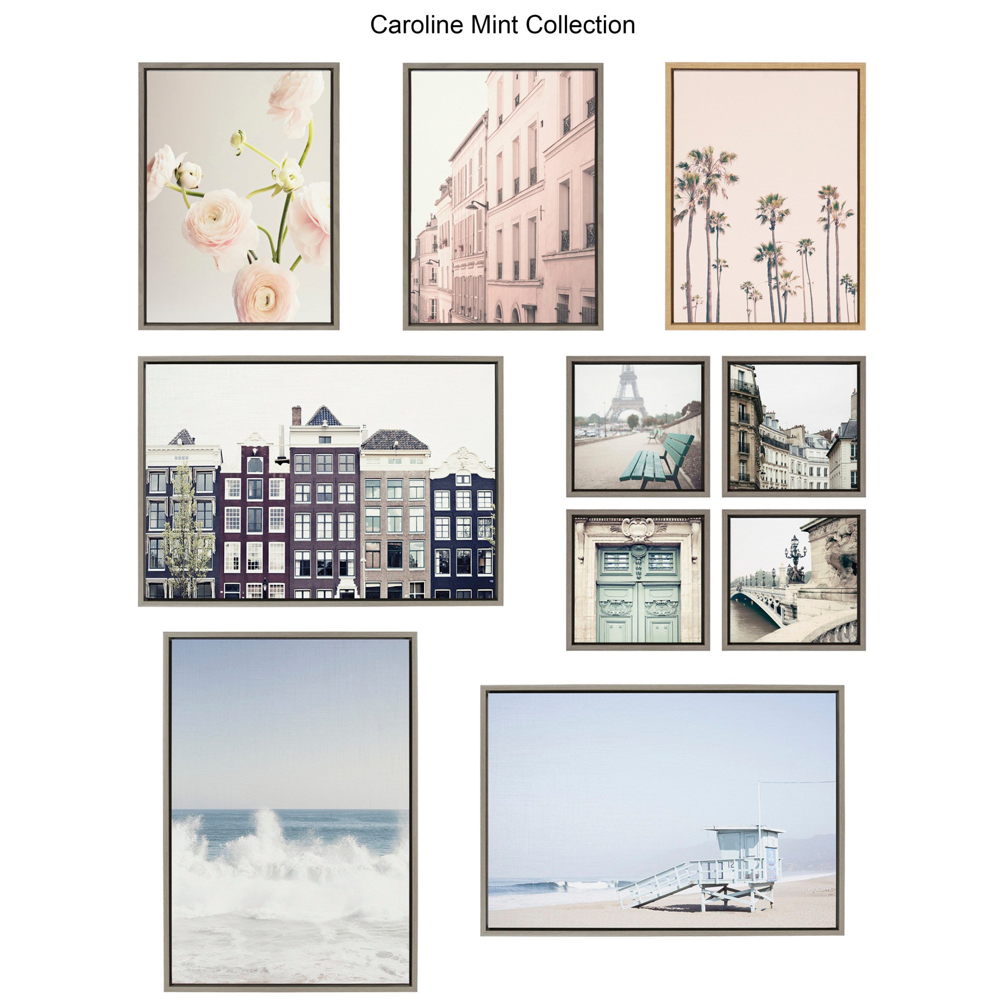 Sylvie Classic Parisian Door and Blue Paris Door Framed Canvas Art Set by Caroline Mint