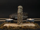 Hand-carved wooden Vidar figurine 14 cm tall representing Norse god of vengeance