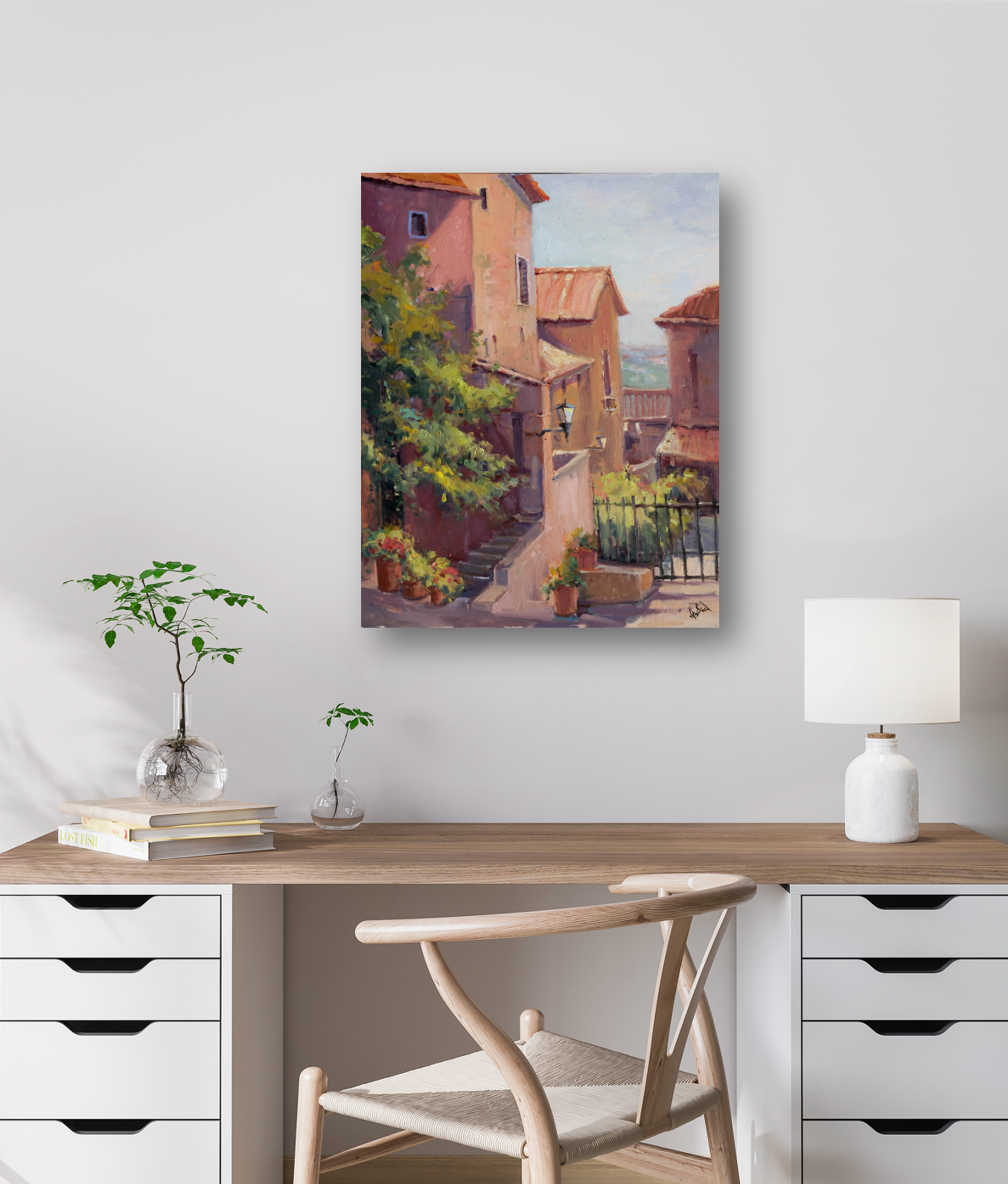 View of Cortona Artist Enhanced Canvas Print by John Beard Collection - product image 3 for Resin Society