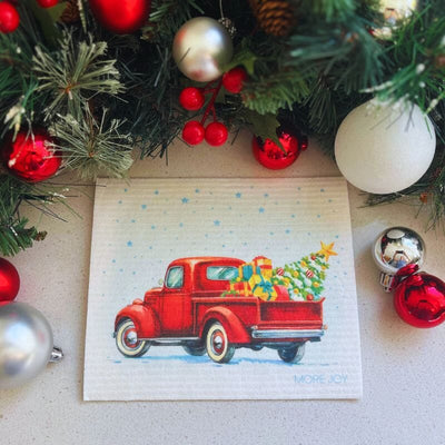 Vintage Truck with Christmas Tree Swedish Dishcloth by sweetgum home, LLC - main product image for Resin Society