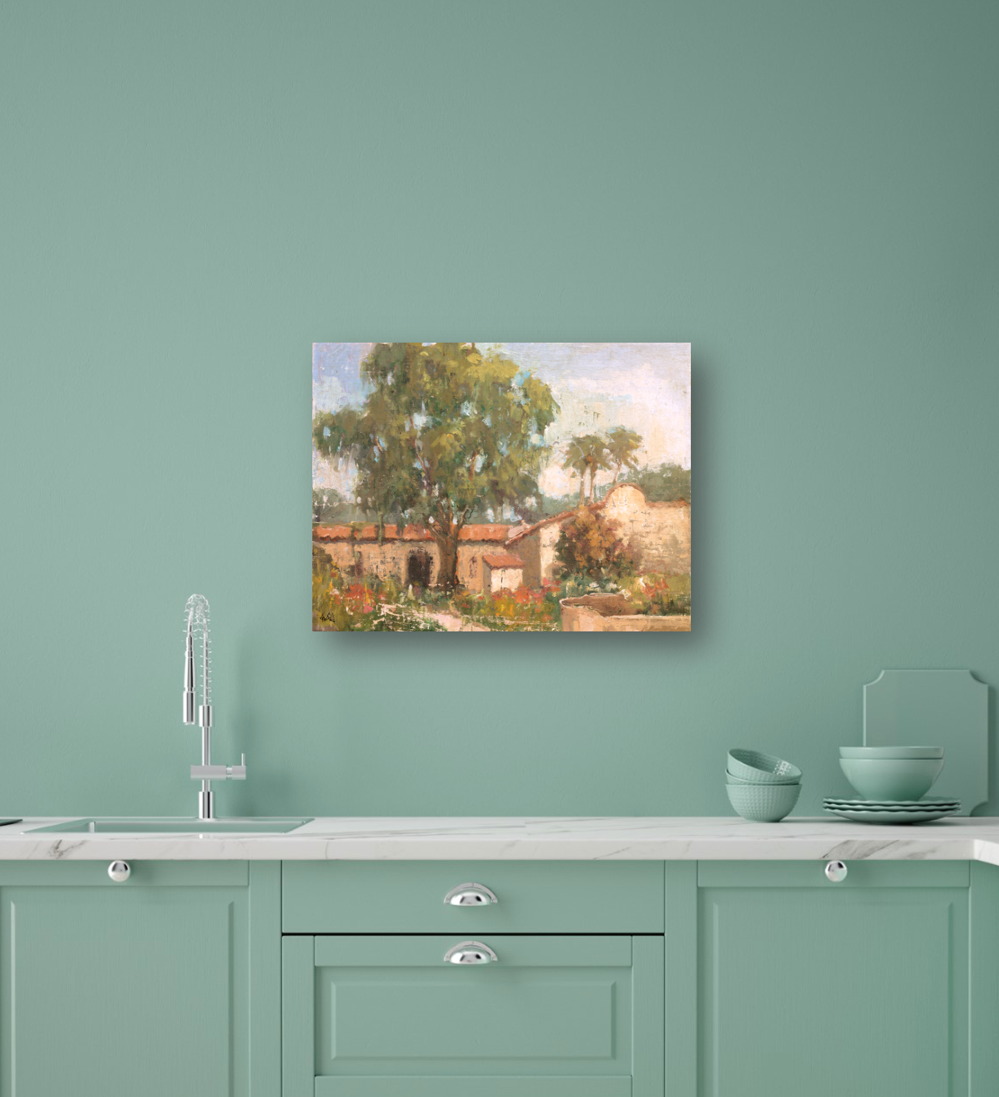 Vintage Spanish Villa Artist Enhanced Canvas Print by John Beard Collection - product image 4 for Resin Society